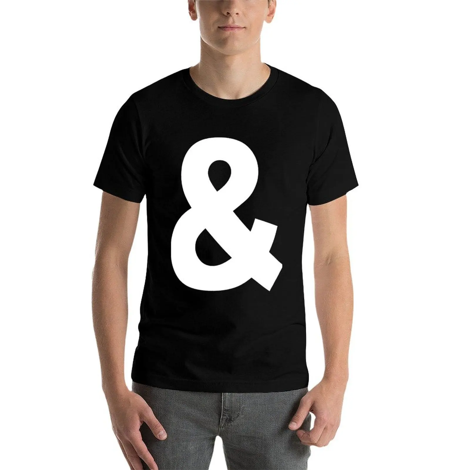 تي شيرت Ampersand - تي شيرت Arial Black Streched تي شيرت للرجال تي شيرت أنيمي