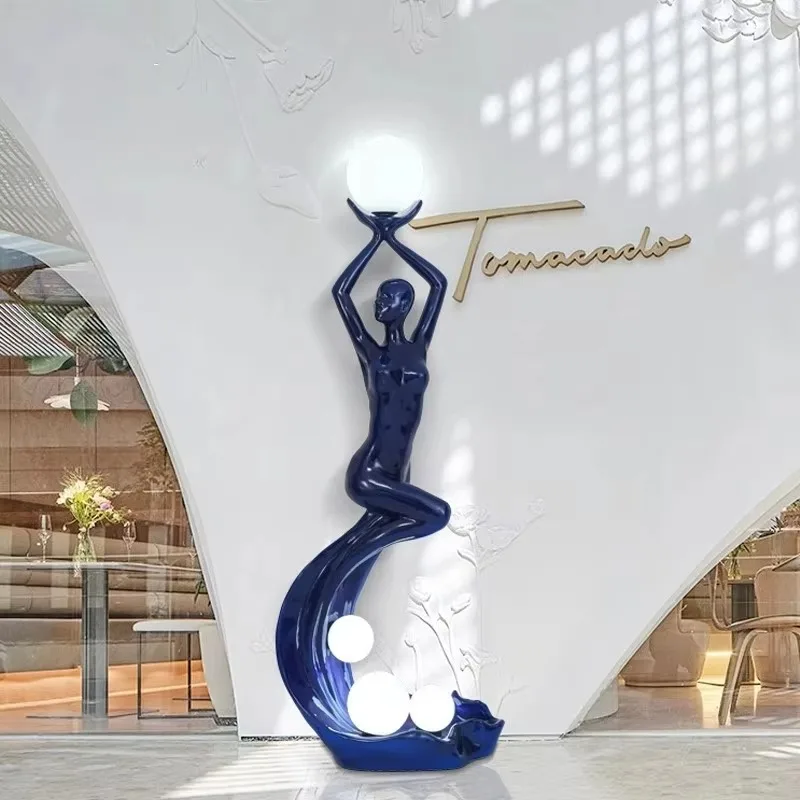 Modern Art Deco Large Human Ornaments Floor Lamp Creative Sculpture for Home Living Room Lobby Exhibition Hall for Decorative