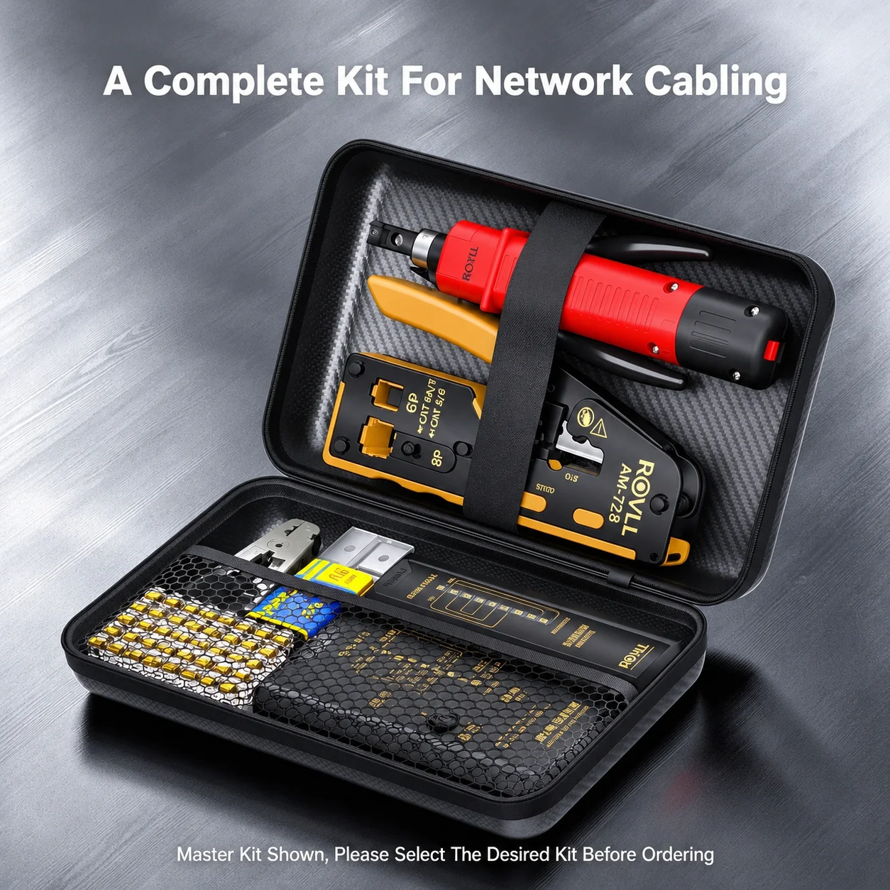 ROVLL RJ45 Crimper Tool Kit With Cable Tester Ethernet Network Tool Set For Cat5e Cat6 Cat7 RJ11 Crimping Installation Kit