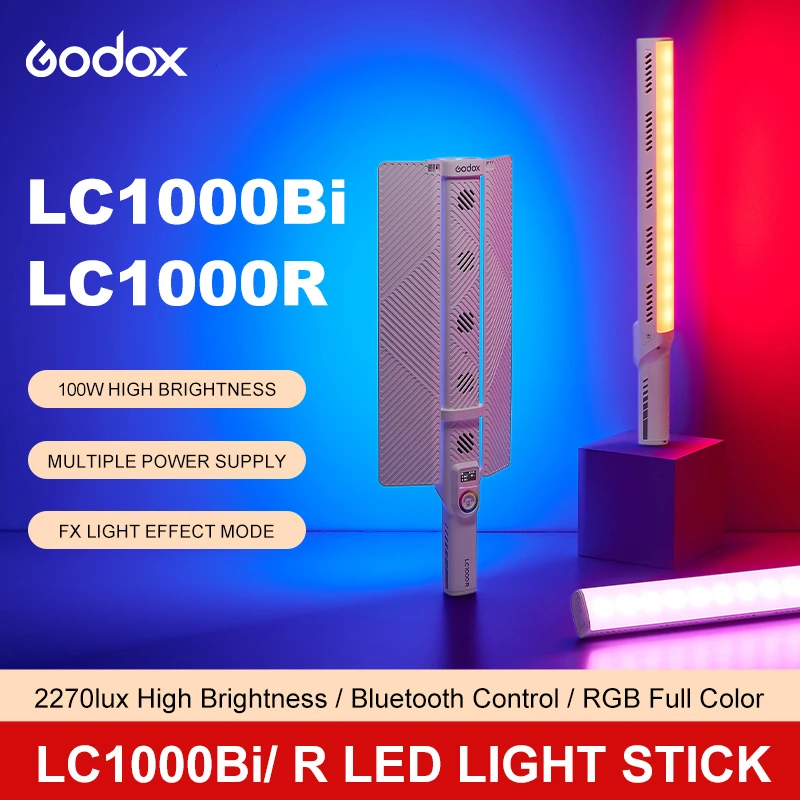 Godox LC1000Bi LC1000R LED Light Stick 100W RGB Bi-Color 2500K-8500K CCT Mode App Control for Studio Video Recording