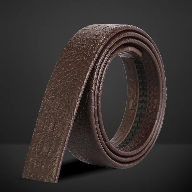 High Quality New Best-Selling Leather Belt For Men With Crocodile Skin Pattern And No Automatic Buckle For Casual Business Belt