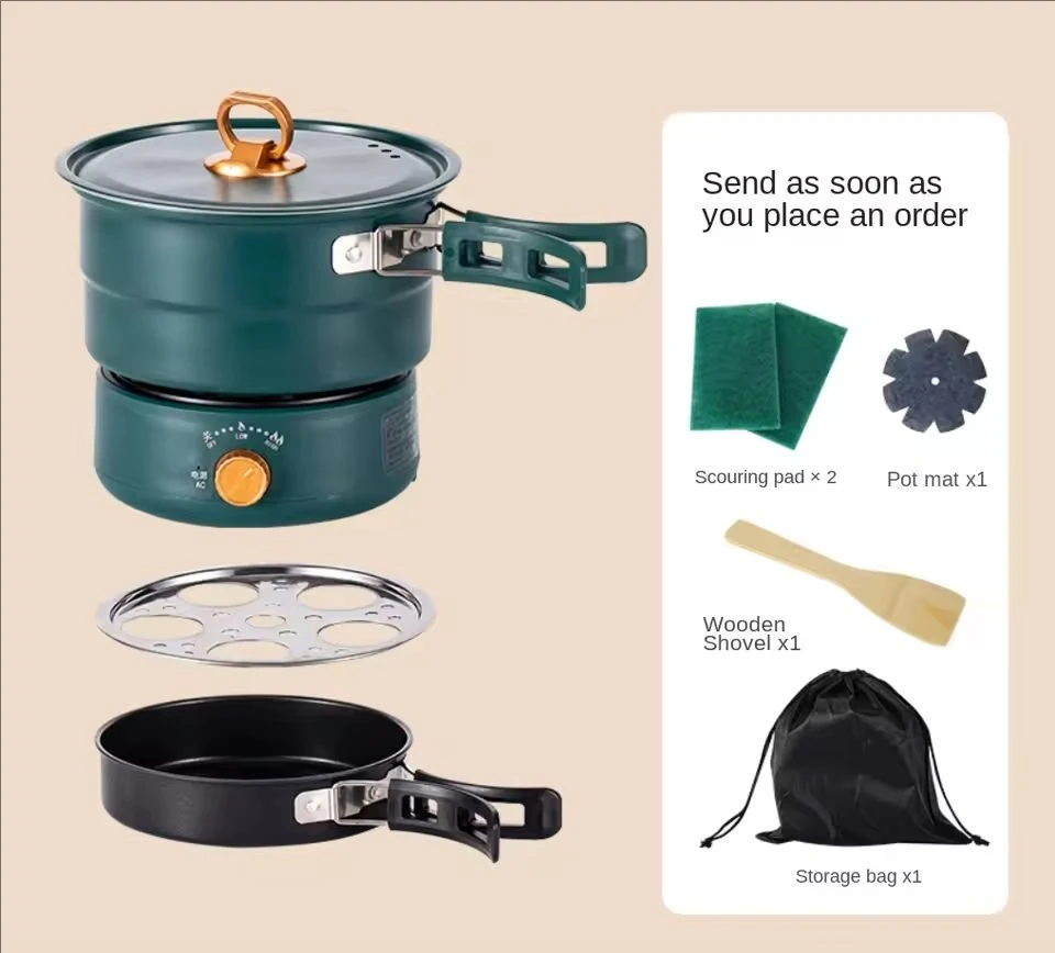 220V Electric Rice Cooker Portable Split Frying Pan Electric Stew Pot Travel Hotpot Food Steamer Home Multi Cooker 1.6L