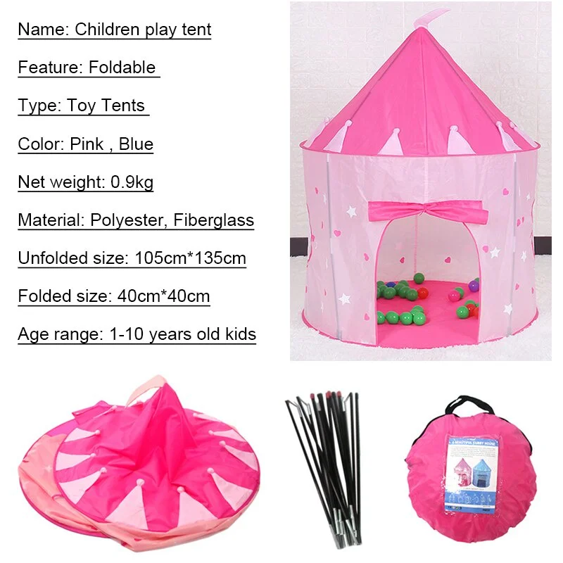 Tent Tent Tall Cabaninha Castle FREE LED LIGHT FAIRY Pink Children's PILE for girl