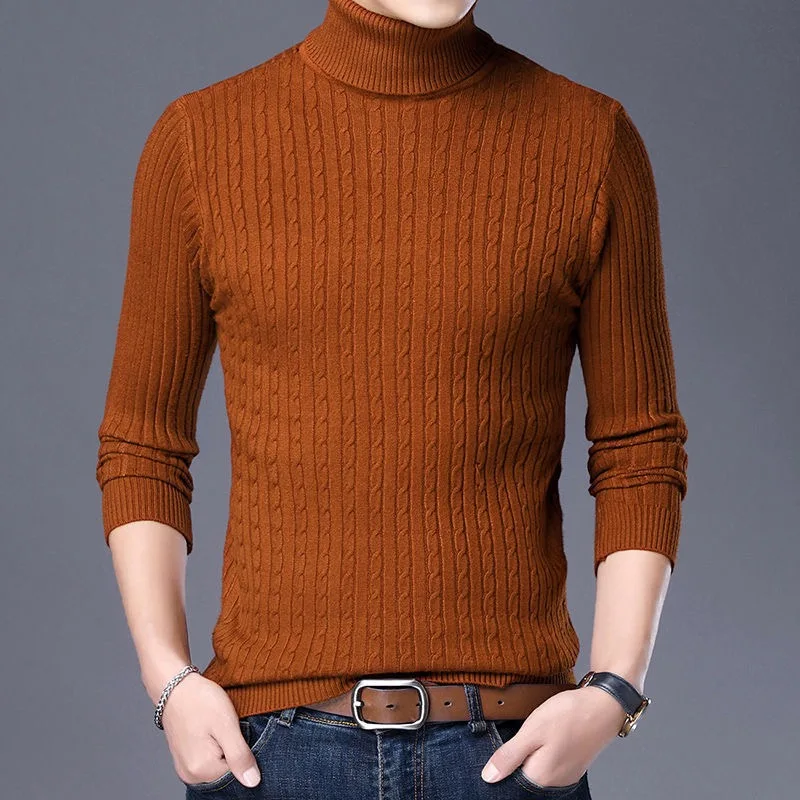 Winter High Neck Dicke Warme Pullover Männer Rollkragen Marke Herren Pullover Slim Fit Pullover Männer Strickwaren Männlichen Doppel Kragen – Detail 21