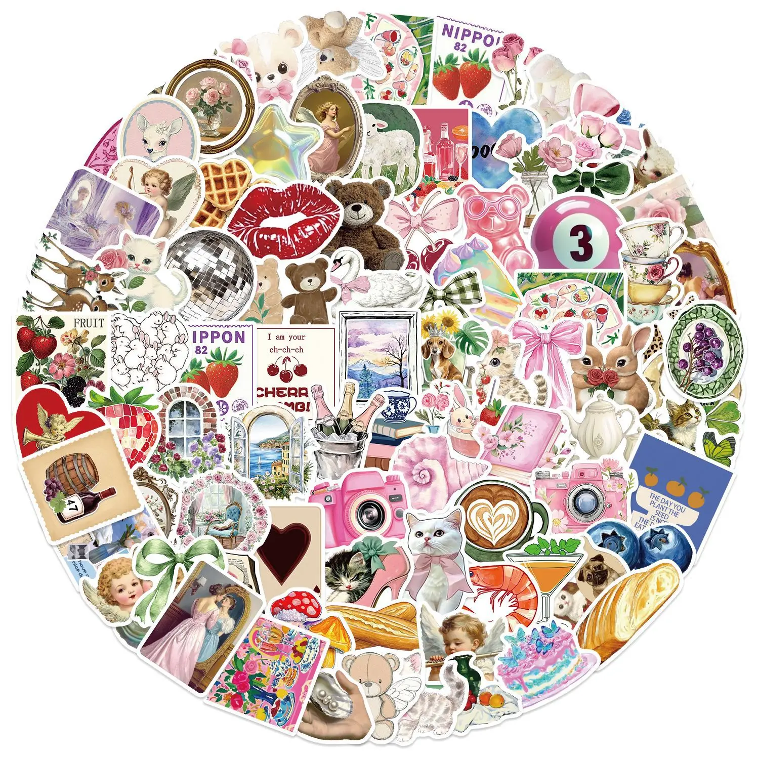 50/100pcs Y2K Girls Pink Aesthetics Graffiti Stickers Phone Guitar Laptop Notebook Suitcase Waterproof Sticker Kids Toys