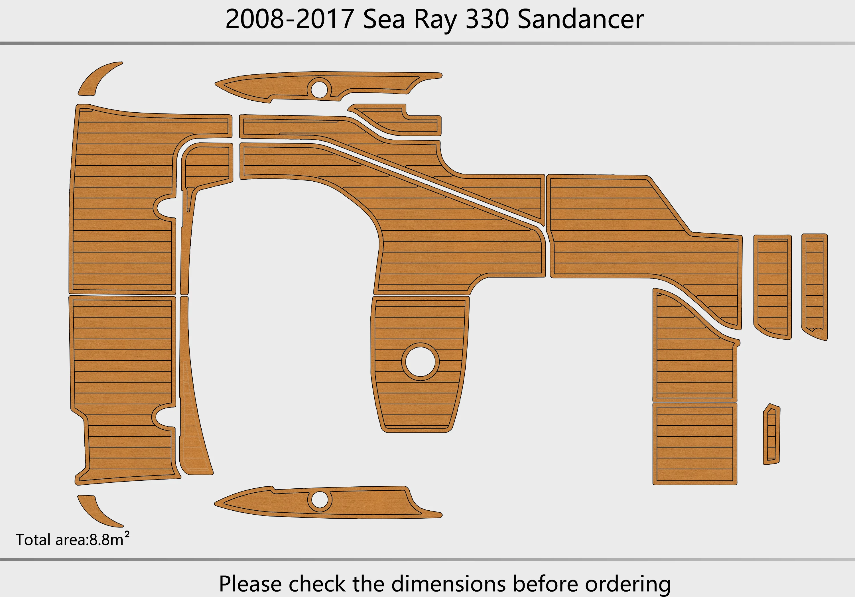 Eva foam Fuax teak seadek marine floor For 2008-2017 Sea Ray 330 Sundancer  Cockpit Swim platform 1/4