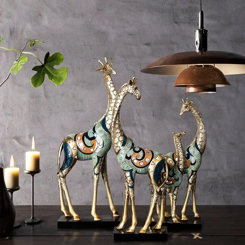 Nordic Resin Gold Simulated animal giraffe parrot Modern home Crafts ornaments Decoration sculpture miniature figurines