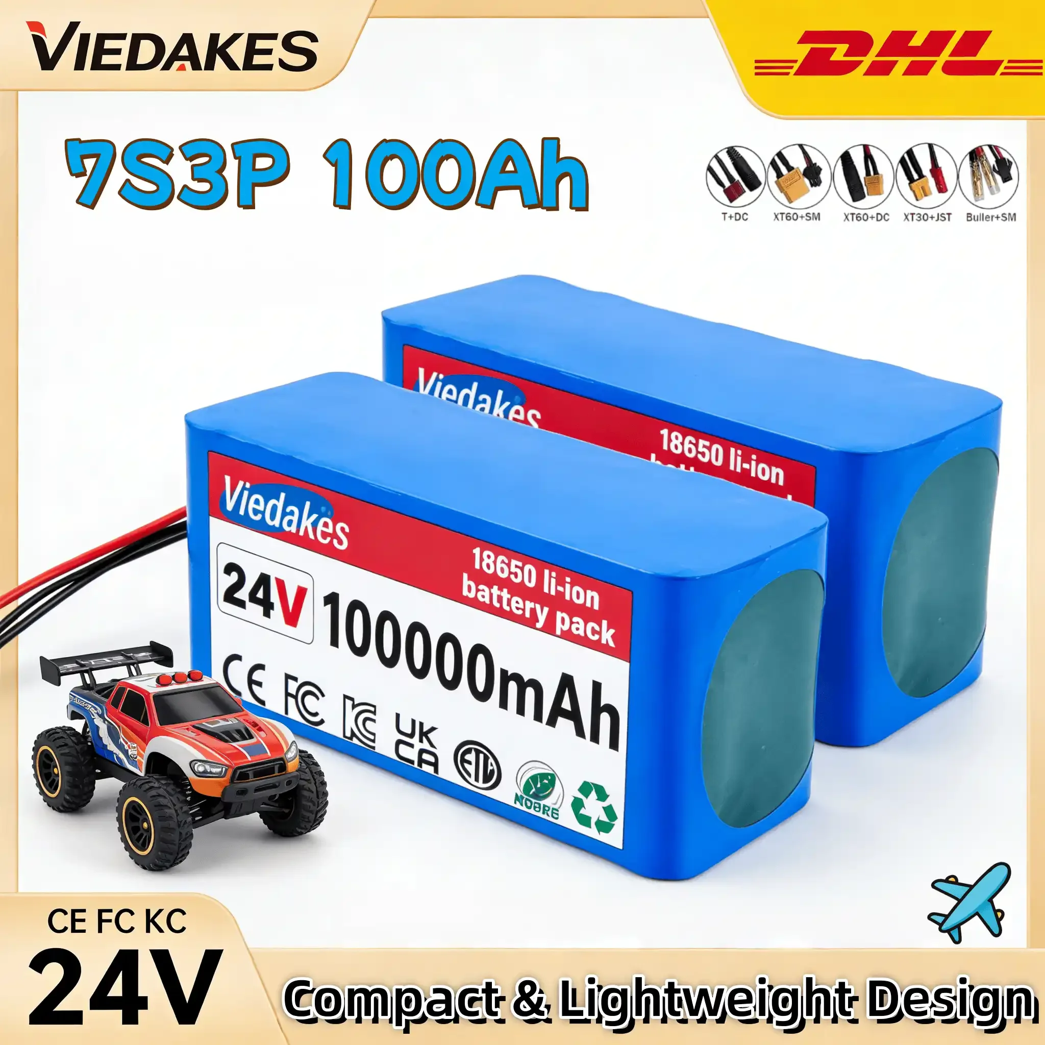 

VEDAKES 24V 10Ah Lithium Battery with Charger for Wheelchair and DIY Electronic Projects