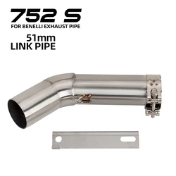 Motorcycle Exhaust Pipe Modify Stainless Escape Middle Link Elbow Pipe 51MM Interface Mid Section Tube for Benelli 752 S 752S