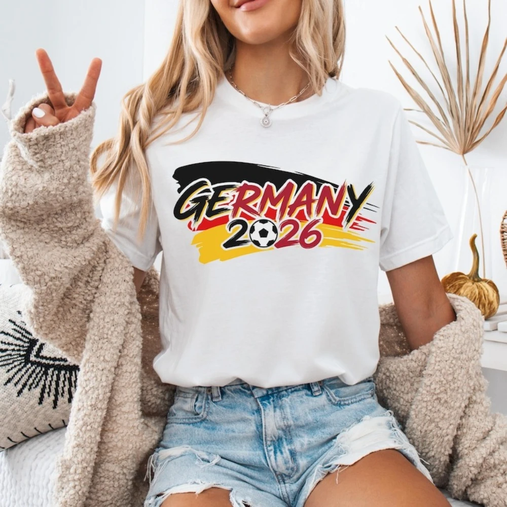 Germany 2026 Soccer Shirt German Football Fan Shirt Soccer Party Supplies Casual Daily Wear Men Women Fashion Summer Cotton Tops