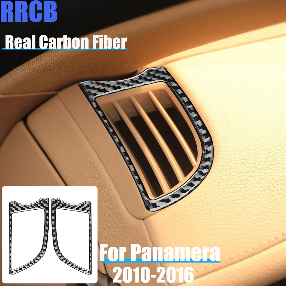 Real Carbon Fiber Car Accessories Dashboard Vent Soft Cover Sticker For Porsche Panamera 970 2010 2011 2012 2013 2014 2015 2016