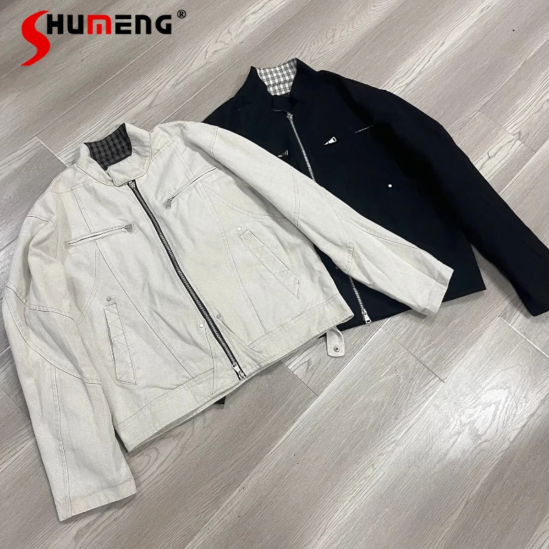 

Men's 2025 Autumn New Comfort Flight Jackets Solid Color Long Sleeve Stand Collar Jacket Coats Men's Stylish Simple Fashion Tops