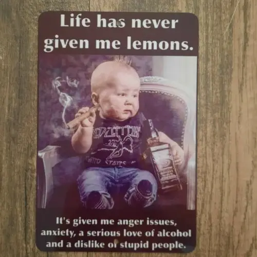 Life Has Never Given Me Lemons 8x12 Metal Wall Sign