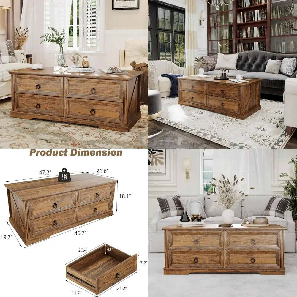 

47 Журнальный столик из орехового дерева с ящиками для гостиной, чтения и столовой