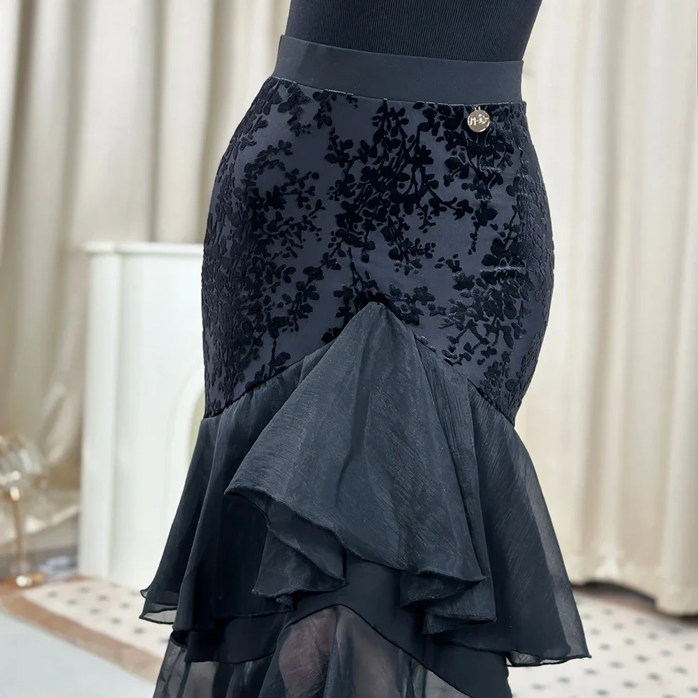 2024 Ballroom Dance Skirt Women Practice Clothes Adult Waltz Dance Costume Club Prom Ballroom Dance Performance Skirt BL14207