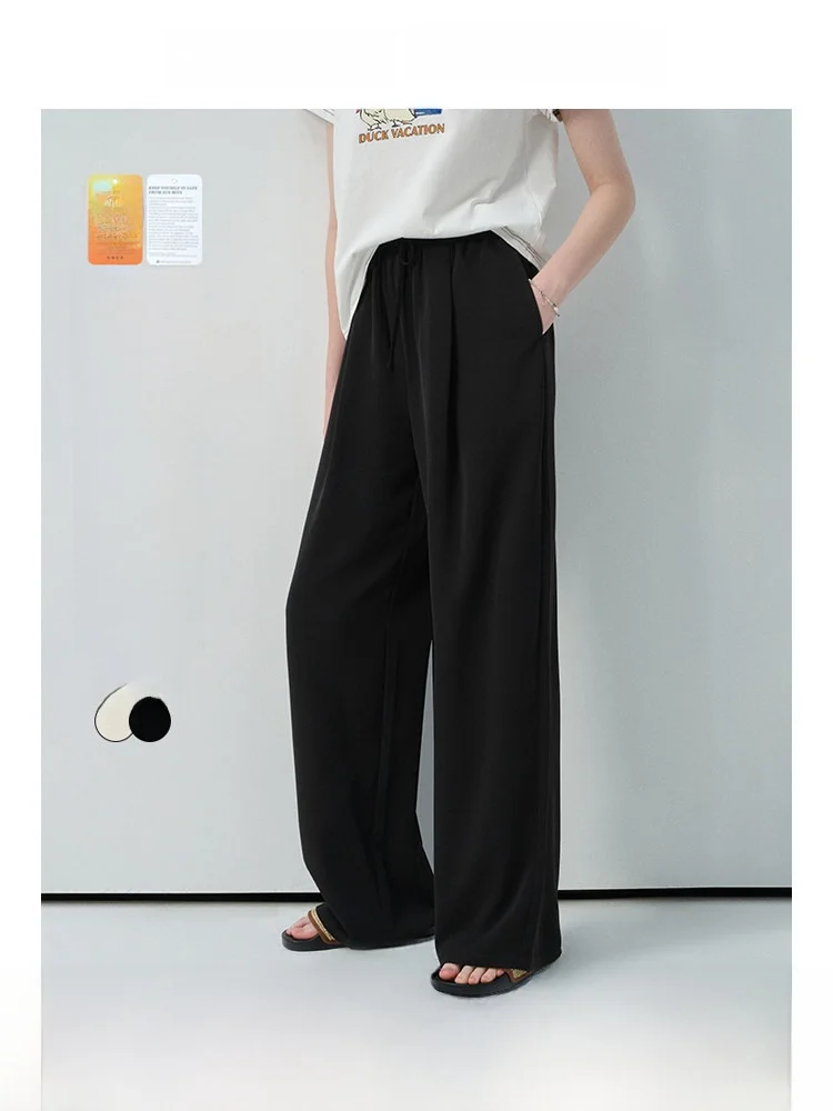 Pantalones casuales de talla grande para mujer Rui, pantalones largos de pierna ancha con protección solar, holgados y fluidos, novedad de verano, pantalones adelgazantes.