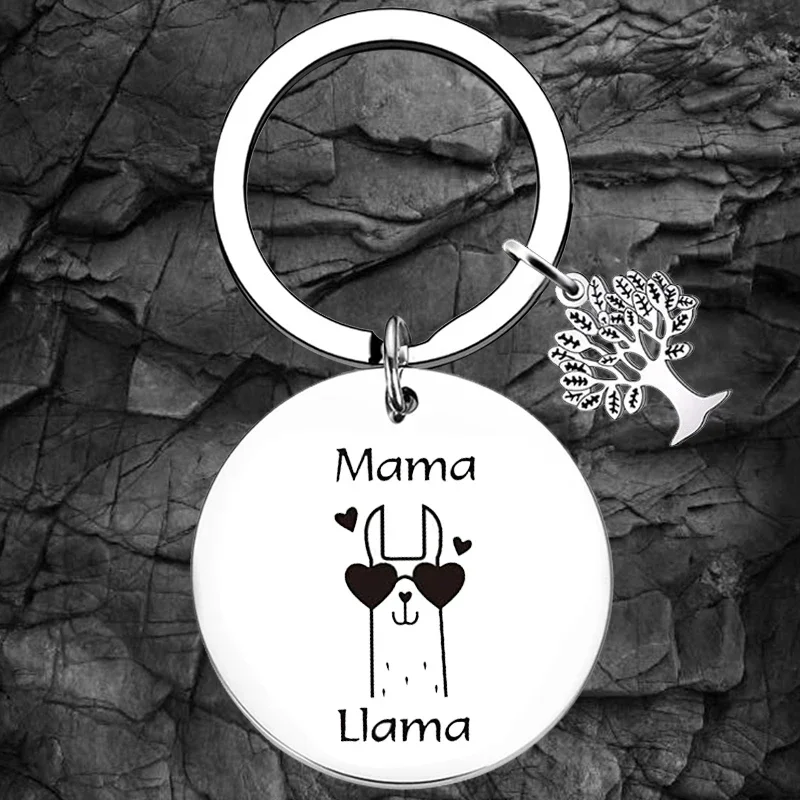 Mama Llama Charm Keychain Animal Llama lover Key Rings Moms Christmas Birthday Gift