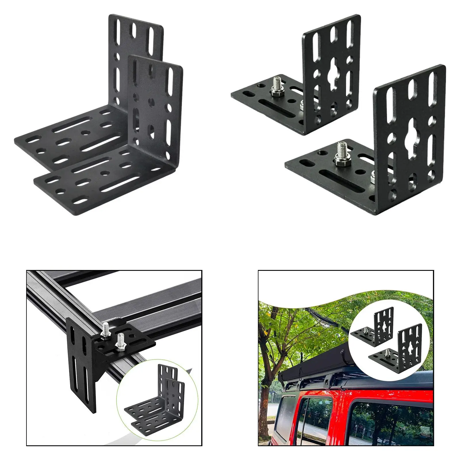 2Pcs Awning Mounting L Brackets Hardware Professional Universal Pre Drilled Brackets Awning Holder for Cross Bar Car