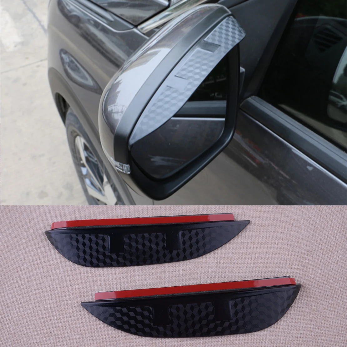 1Pair Carbon Fiber Style Side Rearview Mirrors Visors Shade Rain Guard Trim Fit For Toyota RAV4 2016 2017 2018