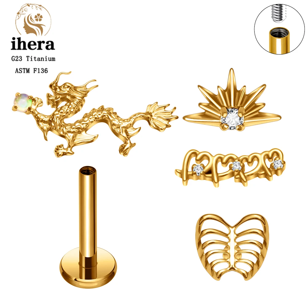 ASTM F136 Titanium CZ Dragon Stud Earring 16G Starburst Sunrise Ear Stud Tragus Cartilage Helix Conch Labret Piercing Jewelry