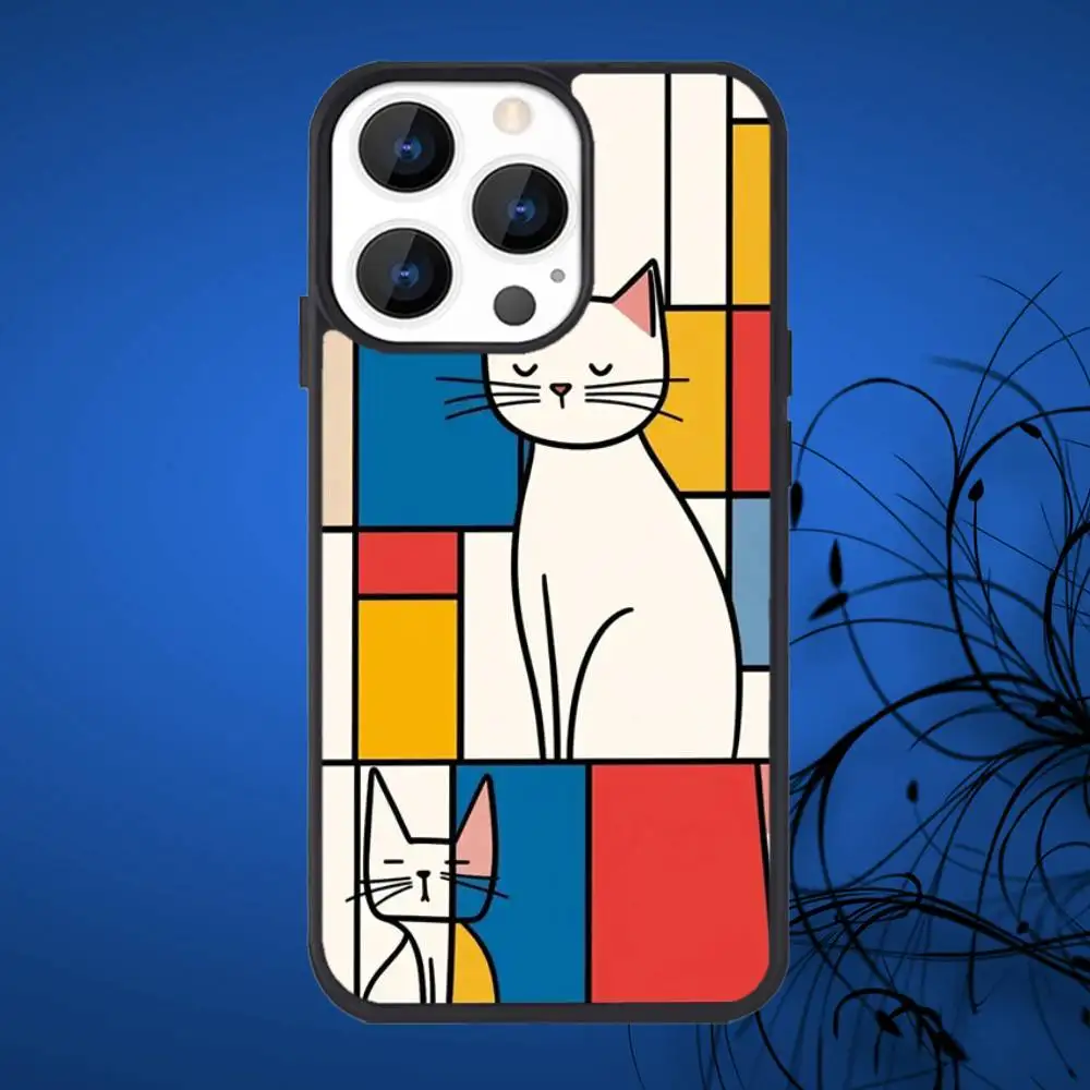 حافظة هاتف تجريدية P-PIET MONDRIANS لهاتف iPhone 17,16,15,14,13,12,11,Plus,Pro,Max Mini Magsafe شحن لاسلكي مغناطيسي