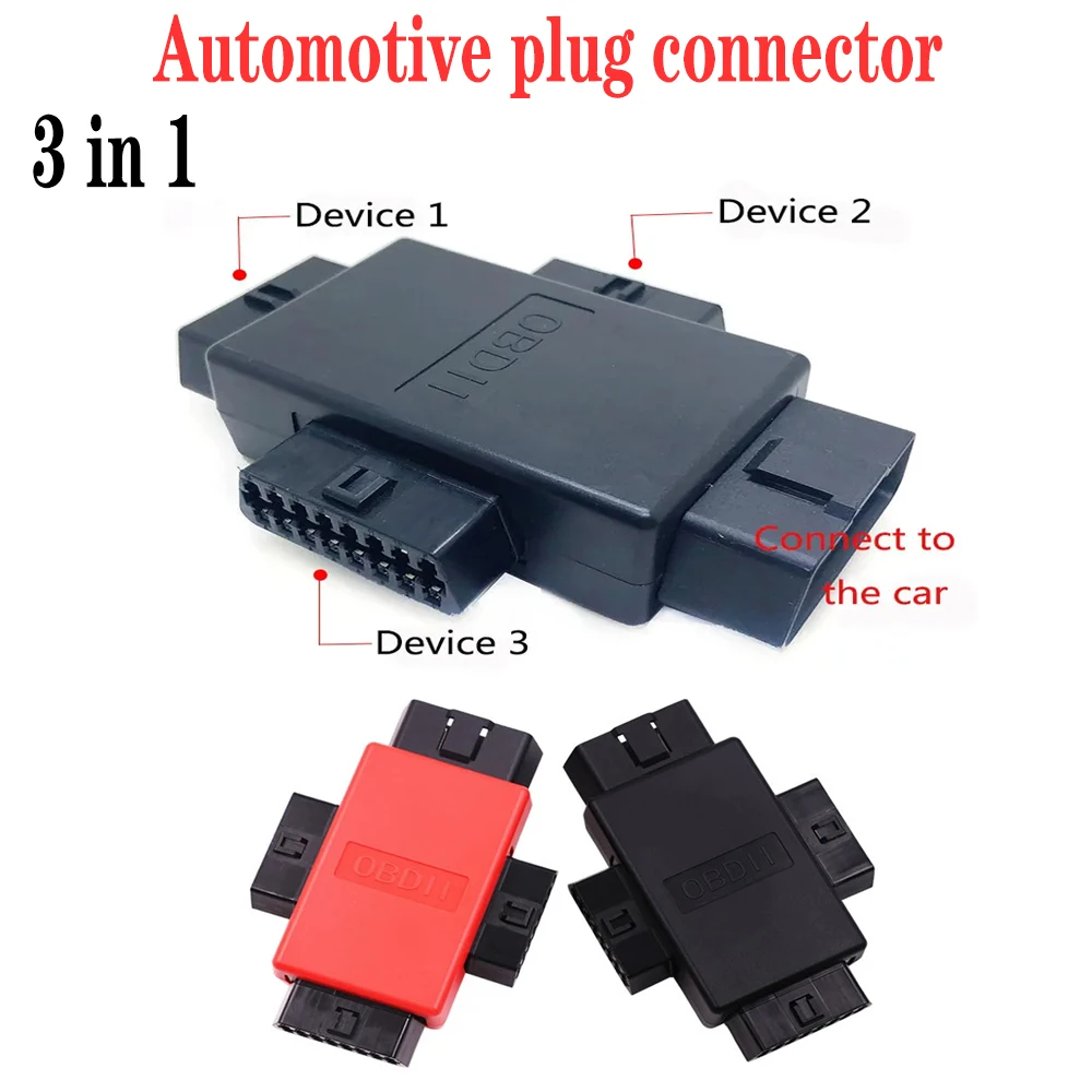 

3 in 1 OBD2 ELM327 Car Plug Connector 16 Pin 1 Male To 3 Female Multi-function Plug OBD II Diagnostic Adapter Free Shipping