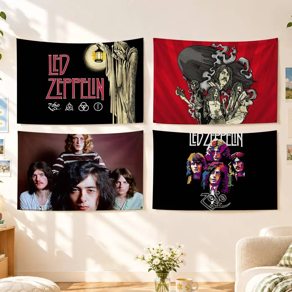 British Rock L-Led Zeppelin Flags Wall Hanging Background Art Banner for Bedroom Home Outdoor Decor