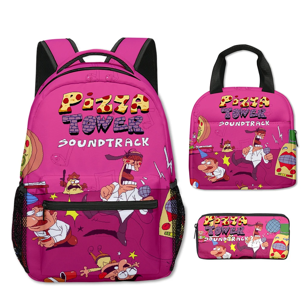Trendy Popular Funny Cool Pizza Tower 3D Print 3pcs/Set School Bags Laptop Daypack Backpack portable Lunch bag Pencil Case