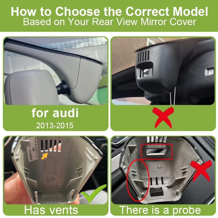 Plug and Play Car DVR for Audi A3 A4 A5 A6 A7 A8 Q3 Q5 Q7 B4 B5 B6 B7 B8 B9 8V C5 C6 C7 8P 8V RS TT 2013-2015 Dash Cam Camera 4K