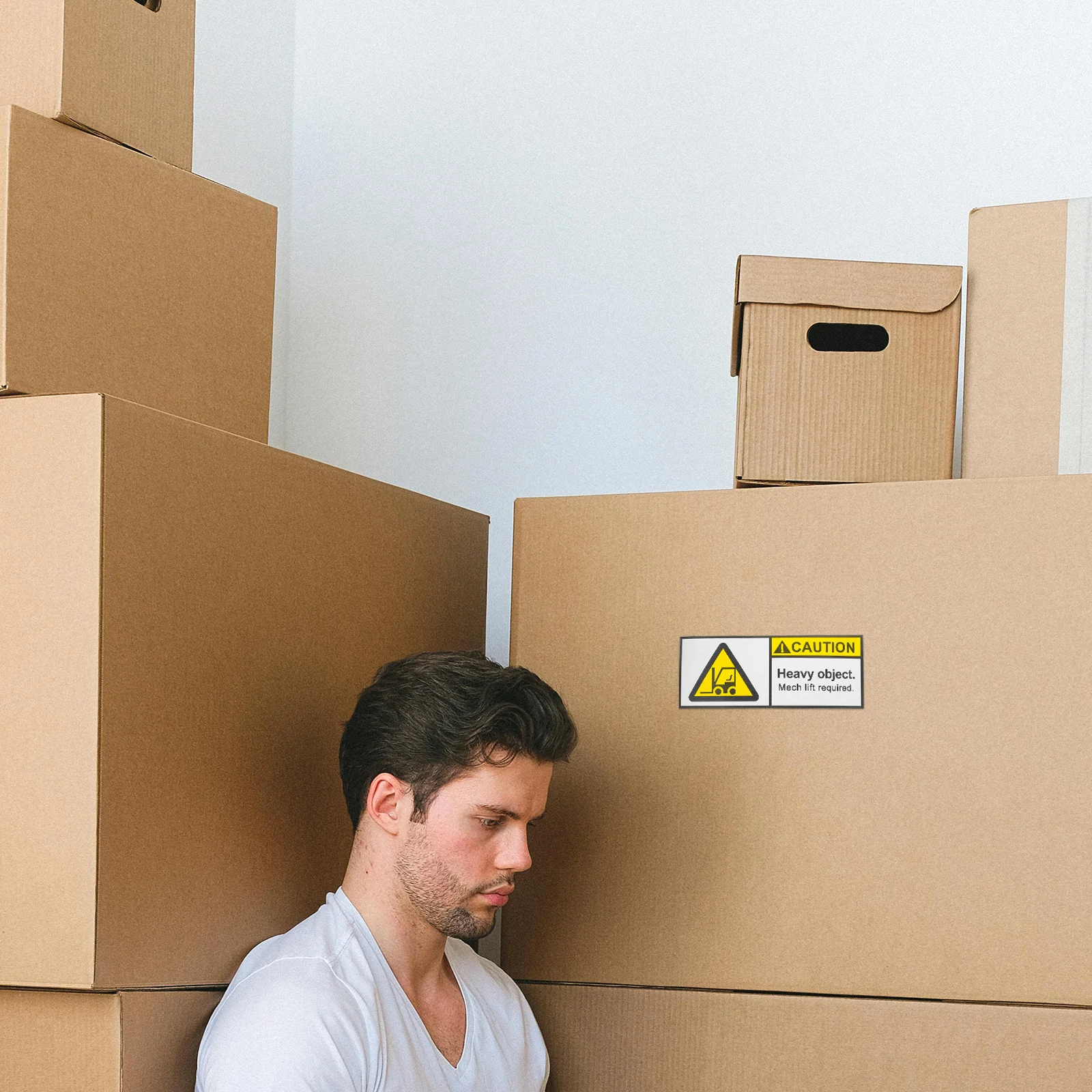 

1pcs 1 Roll Heavy Duty Warning Stickers Strong Adhesive Team Lift Labels Caution Heavy Shipping Stickers Logistics Packaging