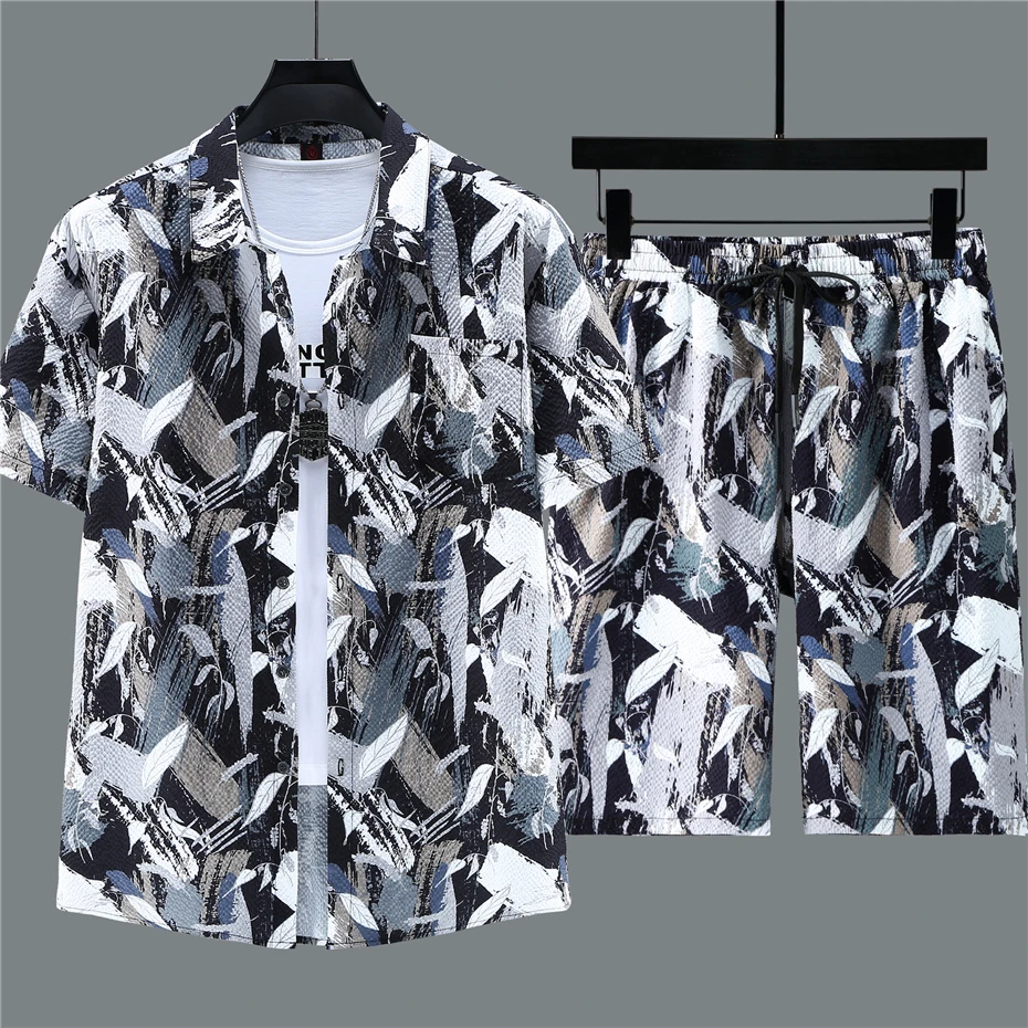 Summer Beach Sets Men Hip Hop Shirts Shorts Plus Size 10XL 11XL Hawaiian Suits Male Streetwear Sets Big Size 11XL 10XL
