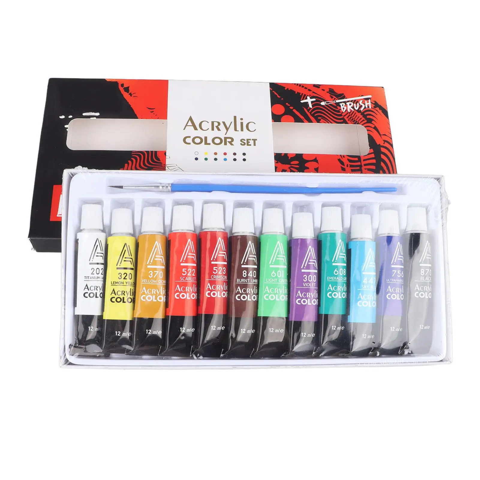 12  Acrylic Paint Set - Quick-Dry Tubes, Spiral Design, Smooth Application & Fade-Resistant for Artists