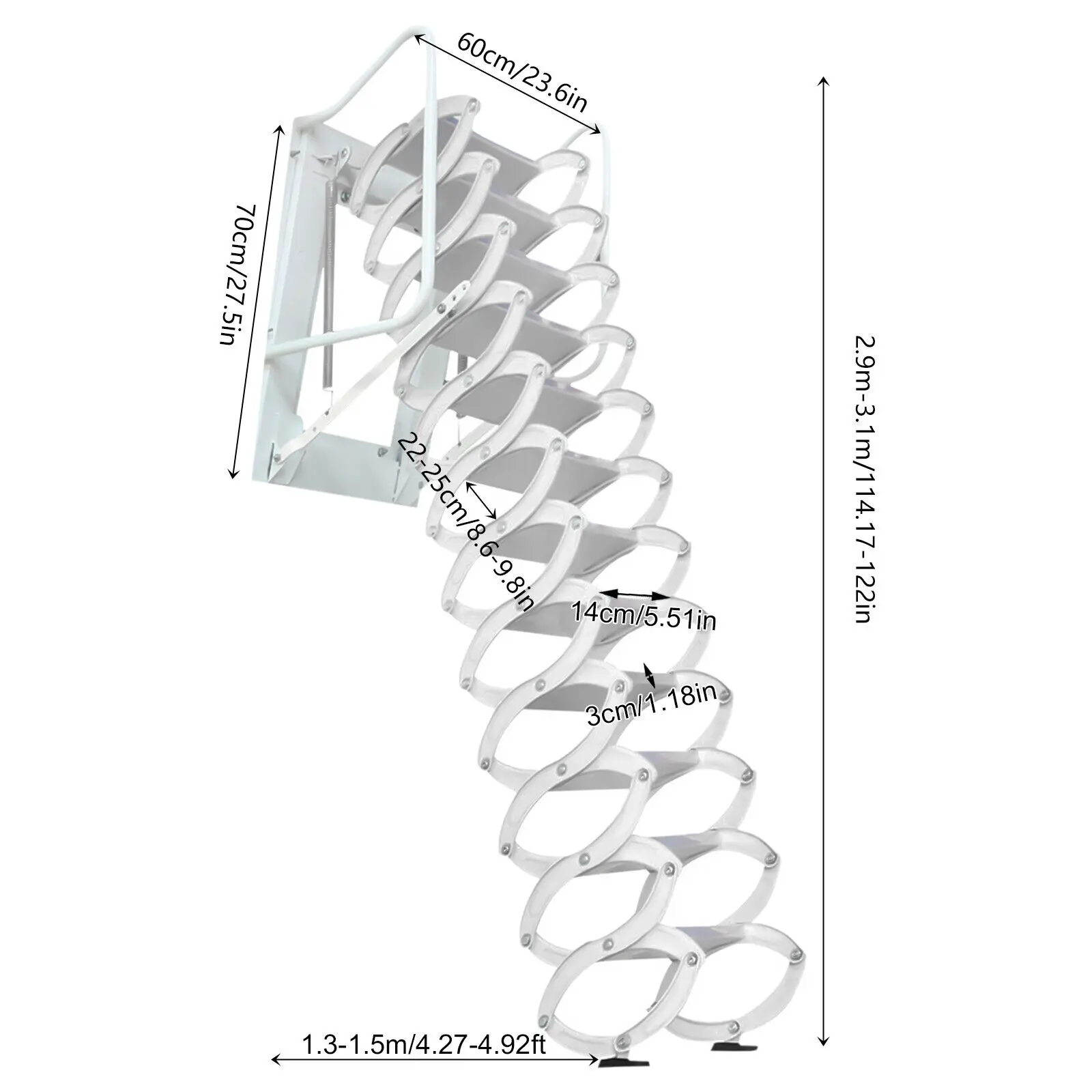 An der Wand montierte Klappleiter, Loft-Treppe, Dachboden für Klappleiter, Al-Mg-Legierung