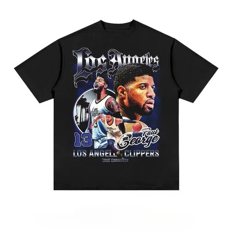 

Paul George T Shirt Unisex Oversized Cotton Short Sleeve Athlete Graphic Print Contemporary Trendy Casual Streetwear Tee