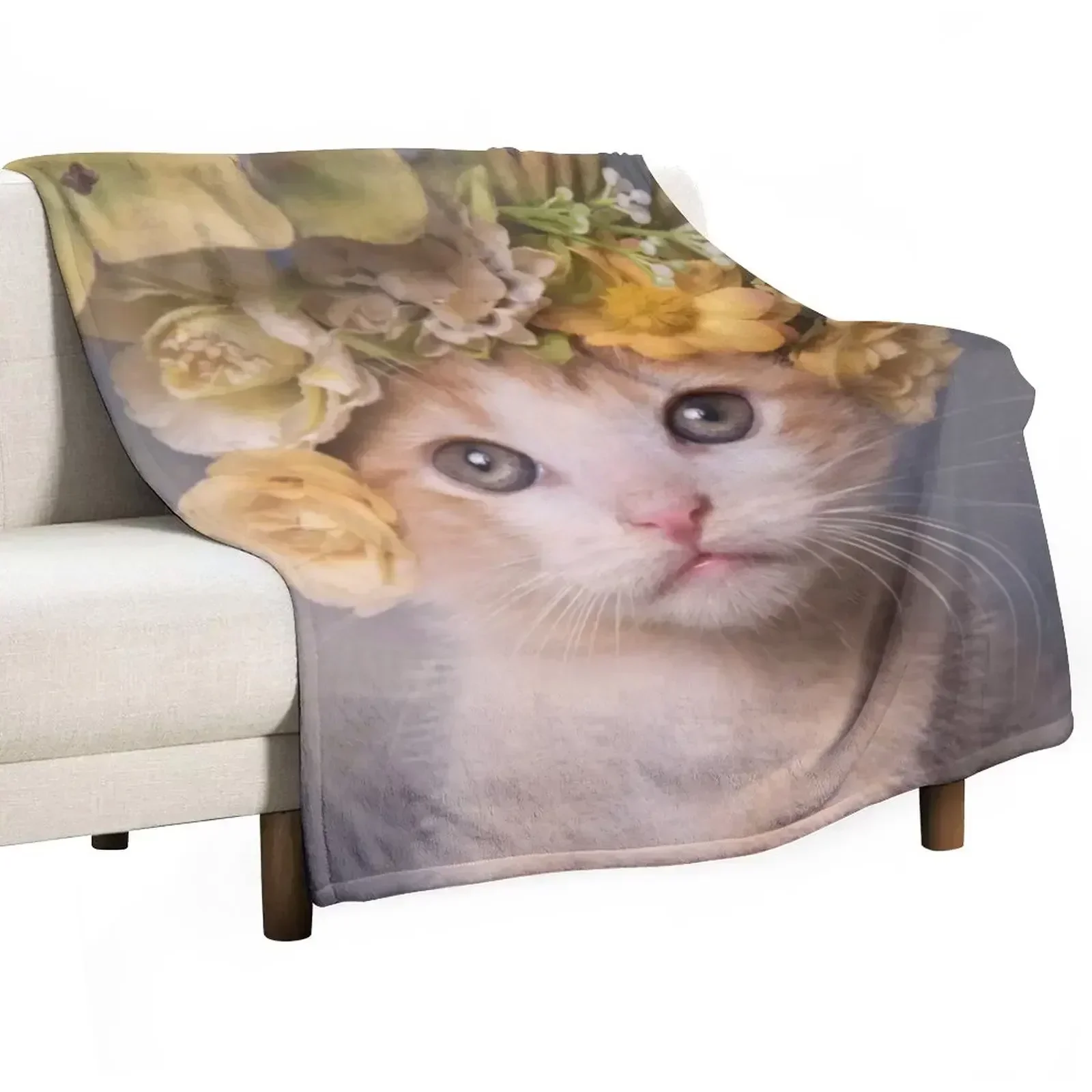 Flower Power, Bull the Kitten Throw Blanket Quilt Sofas Beautifuls Hair warm winter Luxury Designer Blankets