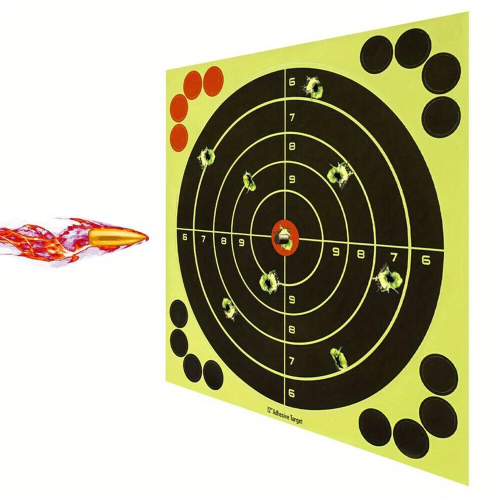 10 szt. Taktyczne 30 cm Żółte Naklejki Celownicze Akcesoria Treningowe Samoprzylepne Reaktywność Celowanie Polowanie Okrągłe Papierki Strzeleckie
