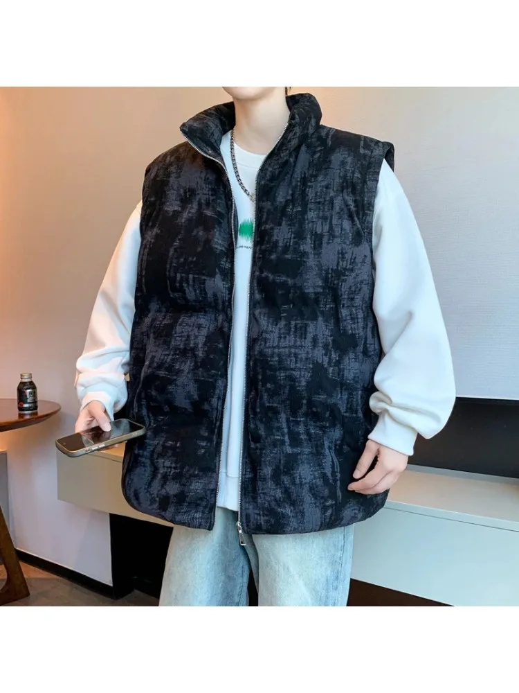 

Thickened Warm Cotton Vest Fashion Top Quality Men Clothing Comfortable Sleeveless Casual Style Print Outwear