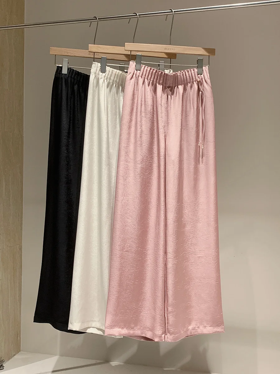 

Duetto Airy Wind Water Ripple New Chinese Sle Pendant Wide Leg Pants l Waist Long Trousers Polyester Fiber 00%
