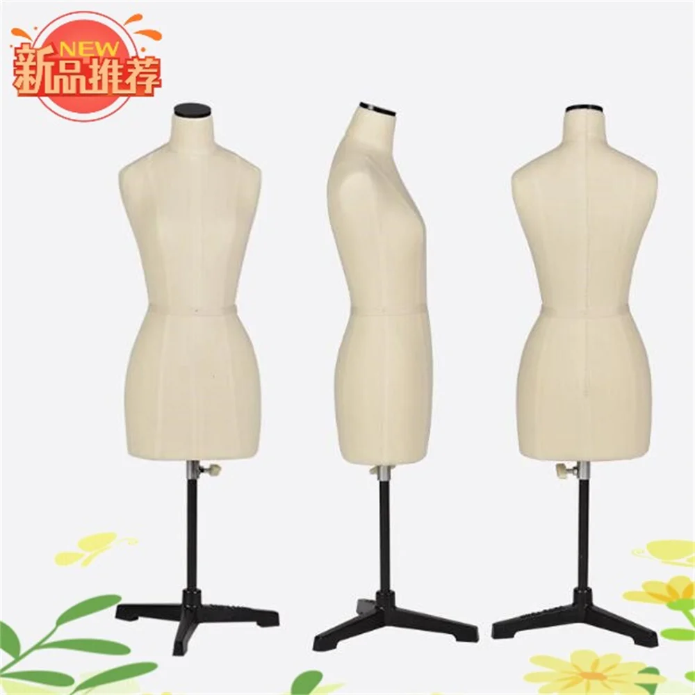 Fabric Female Cloth Art Mannequin, Large Body, Flexible Student Sewing, Wood Base, Jersey Bust, Adjustable Rack, Can Pin E225