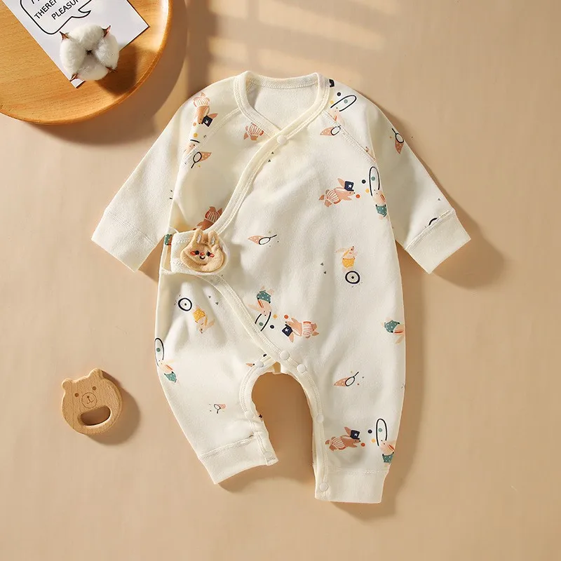 newborn baby boneless butterfly clothes Newborn spring and autumn pure cotton long sleeved conjoined baby outdoor monk clothes