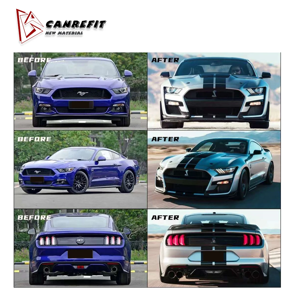 Factory price Ford Mustang 2015-2022 front bumper rear bumper diffuser GT500 upgraded high quality body kit hood rear spoiler