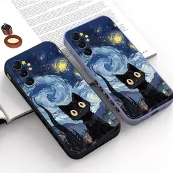 S24 Starry Cat Silicone Phone Case For Samsung S20FE S23 S23FE S23Plus S24 S24Ultra S24Plus S21 S21FE S22Ultra S22 Cover