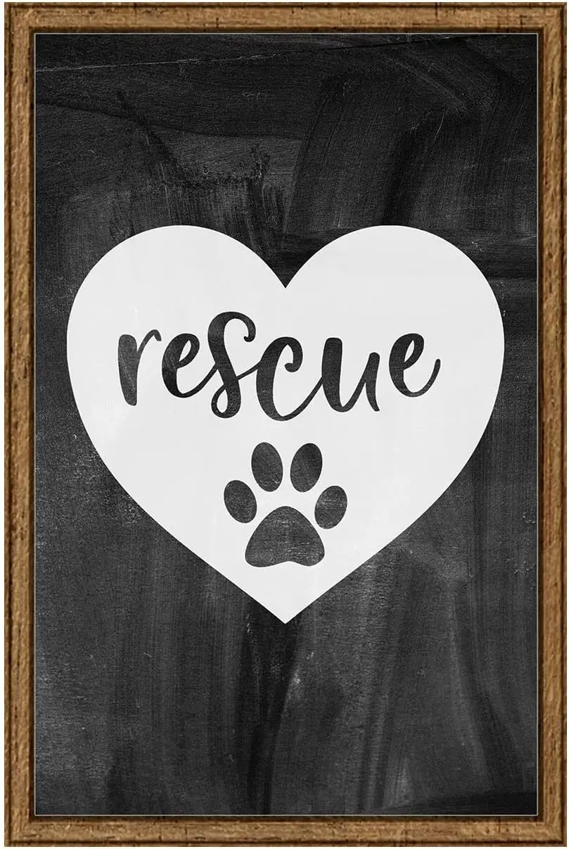 INKFREELY Love rescue dog paw print cursive heart animals pet owner Tin Sign Chalk Board Wall Art Decor Funny Gift Large 12 sign