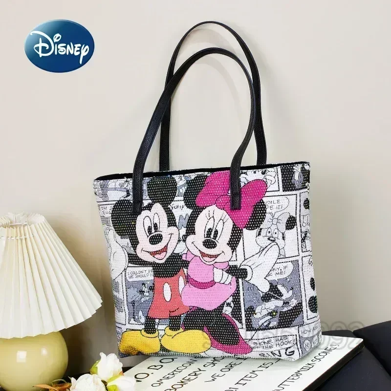 Disney Mickey\'s New Women\'s Handbag Luxury Brand with Diamond Women\'s Shoulder Bag Cartoon Cute Women\'s Bag Large Capacity