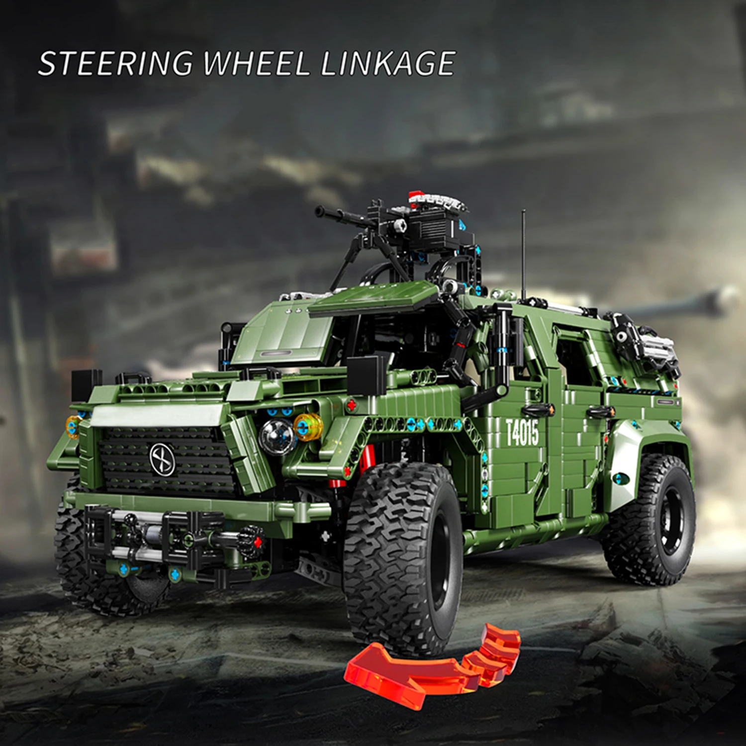 3175PCS Army Green Jeep Building Blocks Toys Model Large Size Jeep Assemble Puzzle Bricks Toy Sets For Kid Ornament Gifts