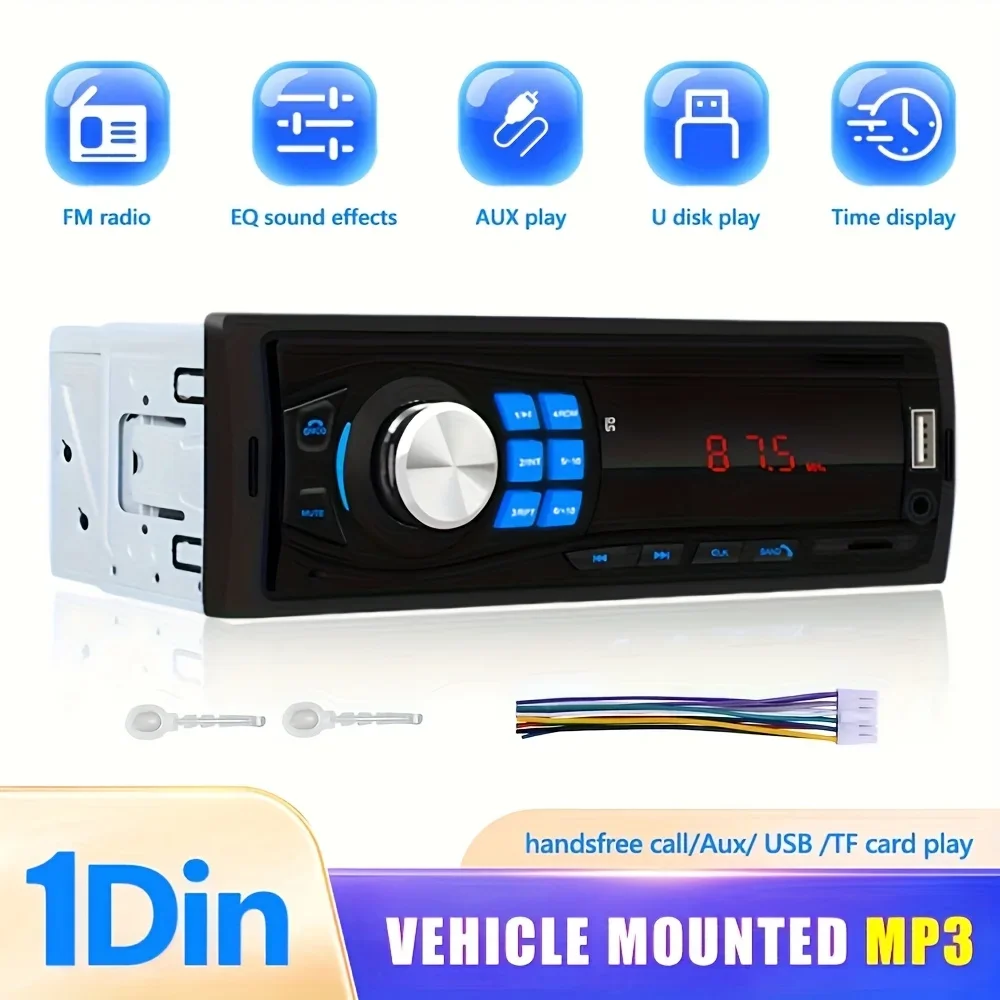 1DIN In-Dash Car Radio Stereo with MP3 Player, FM Radio/USB/AUX RCA Support & App Connectivity for Cars, Vehicle Audio Upgrade