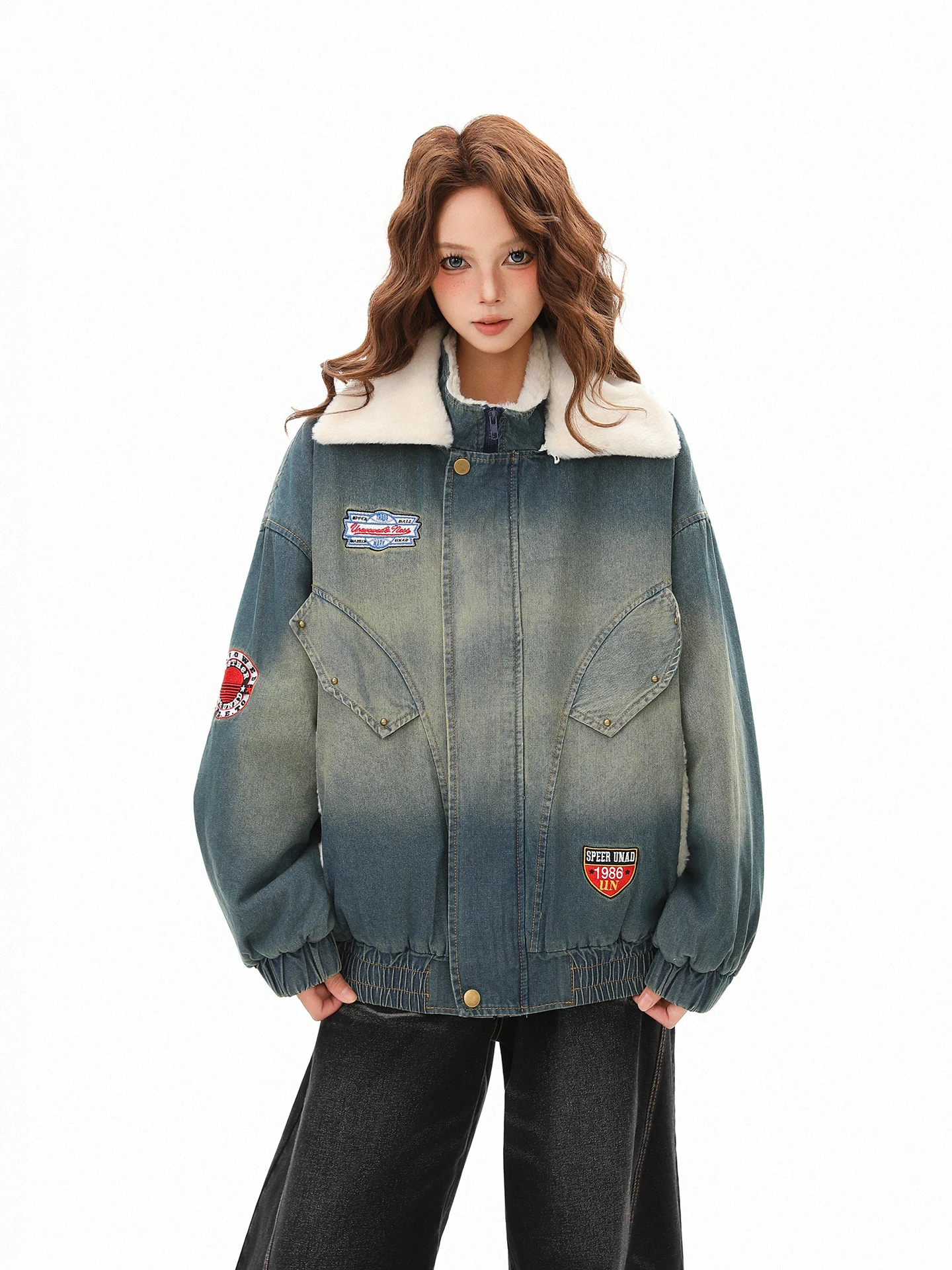 

Женская зимняя куртка Boeax в американском стиле, с вышивкой, из денима и хлопка, свободного кроя, новая модель