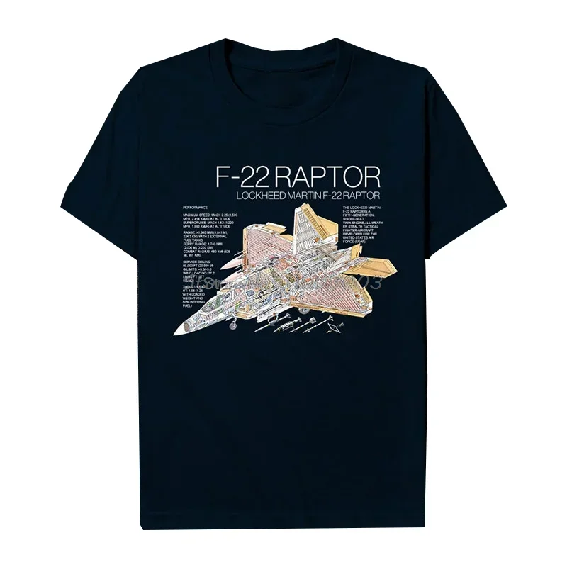 Summer Cotton Short Sleeve Unisex T Shirt Oversized Streetwear Tees US-Air Force F22 Raptor Stealth Fighter Printed Men T-Shirt