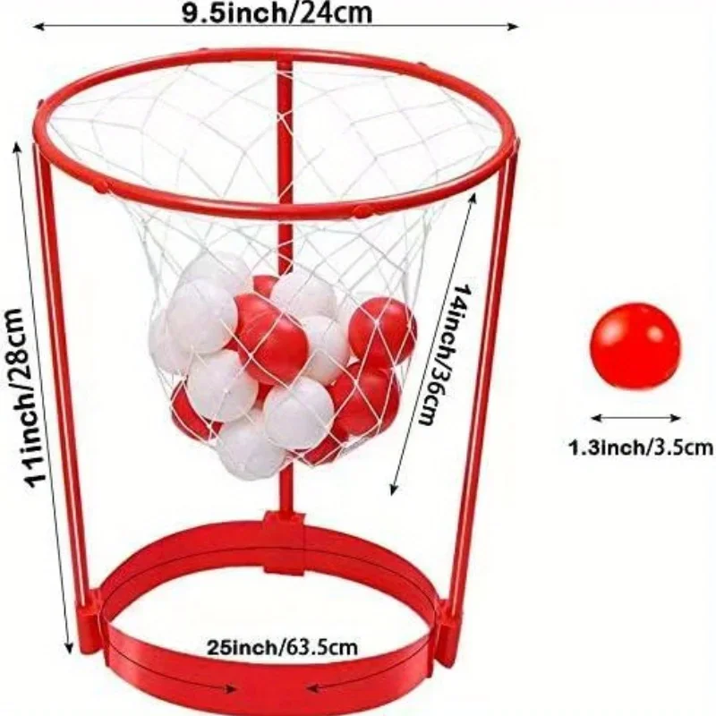 2-teiliges verstellbares Basketball-Stirnband-Wurfspiel-Set mit 20 Bällen – Freisprech-Herausforderungsspiel für Kinder, Familienspiel, interaktives Spielzeug