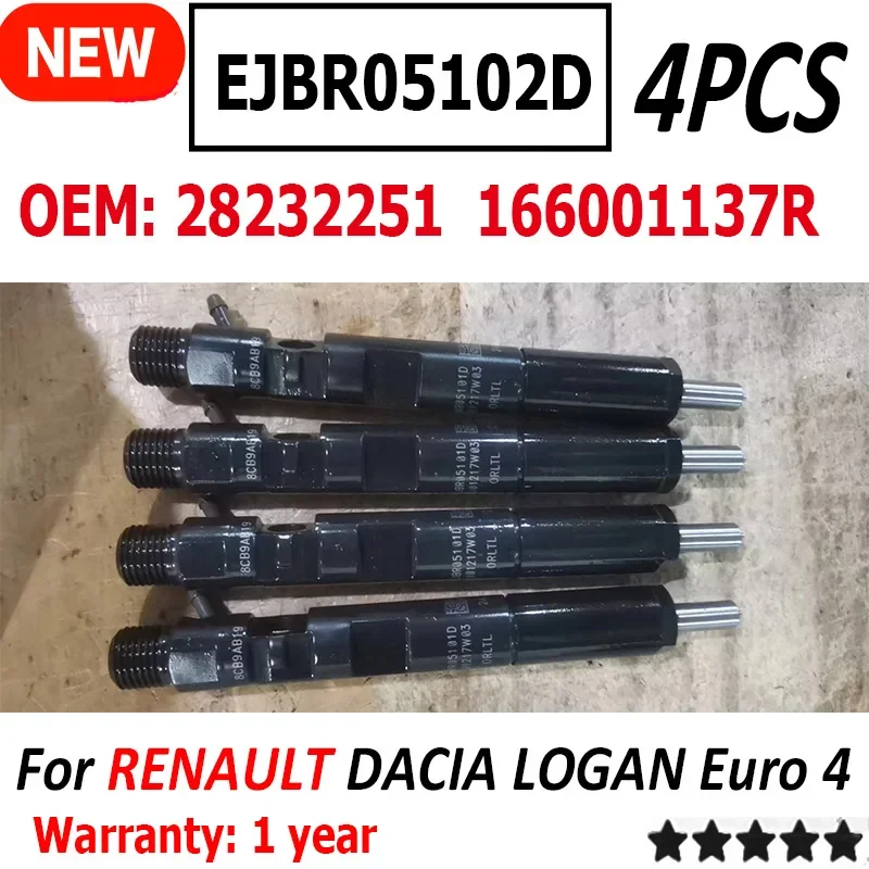 4 PCS 28232251 166001137R EJBR05102D NOZZLE 0286KE29W87 For DELPHI RENAULT DACIA LOGAN Euro 4 Wholesale Common Rail Injector